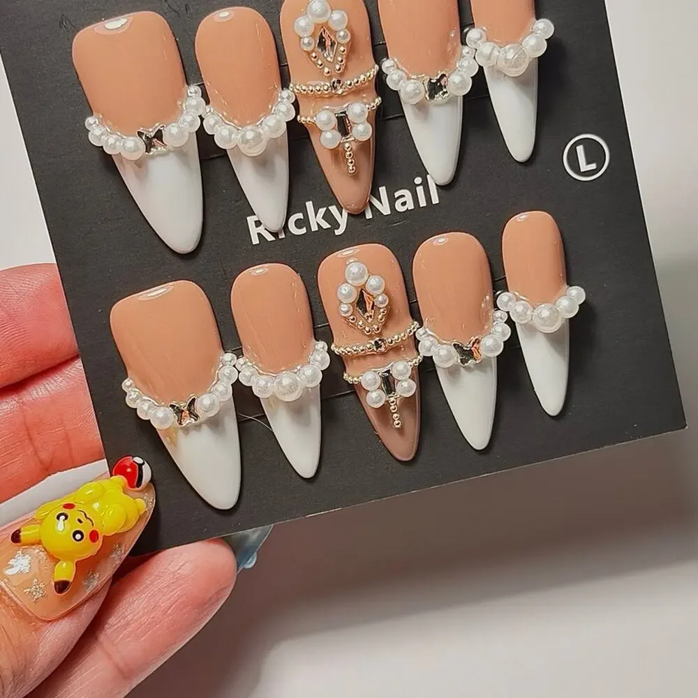 Ricky Nail Pearl French Tip Press On Nails Size Large